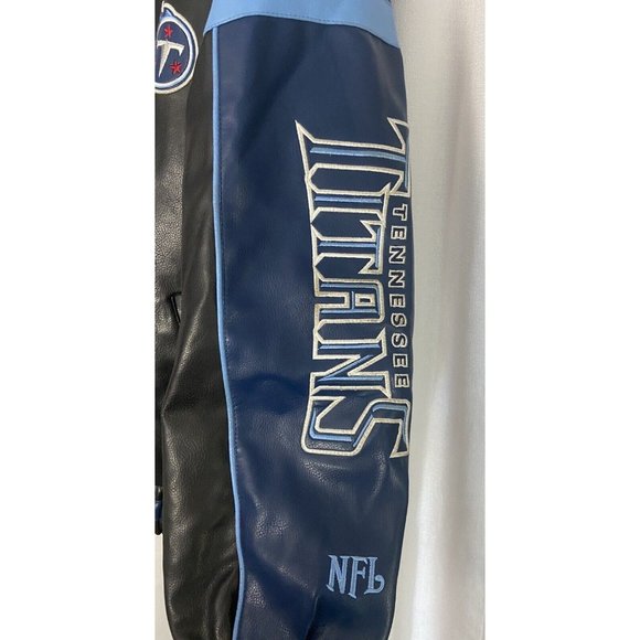 NFL Nashville Tennessee Titans Jacket Size Large Faux Leather Zip Front - Picture 5 of 16